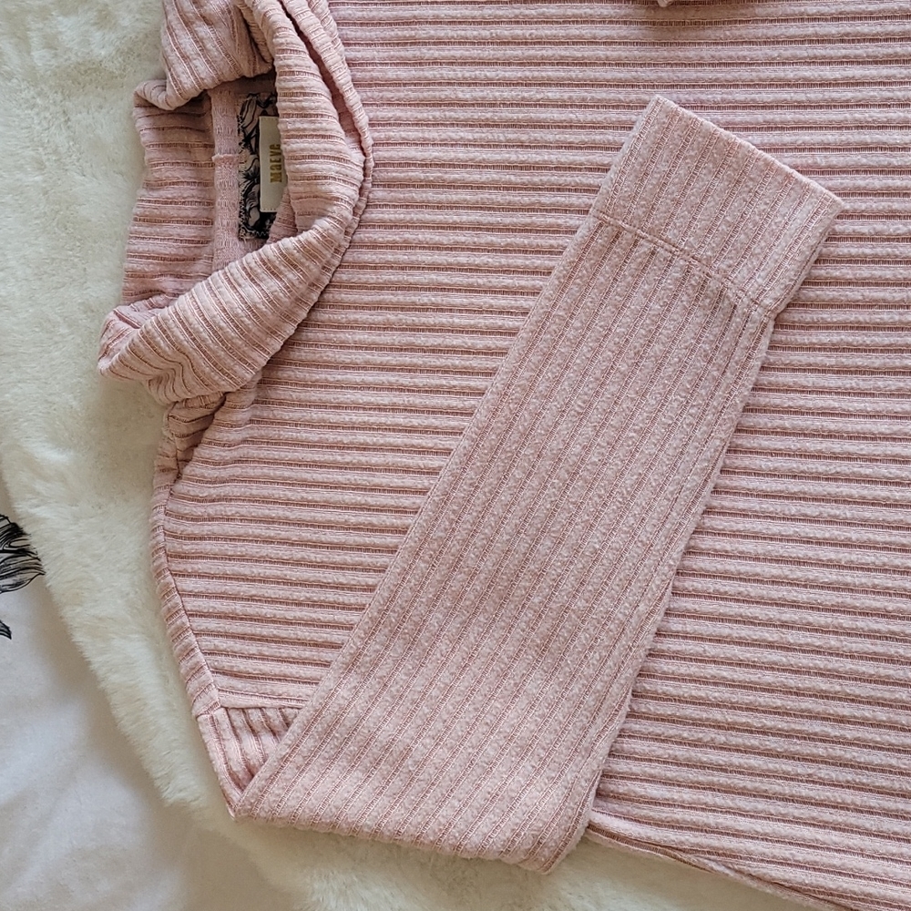 Maeve Anthropologie Light Pink Ribbed Cowl Turtleneck Sweater Medium - Picture 3 of 13